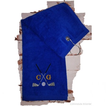 Dunkelblaue Golfhandtuch mit Initialen